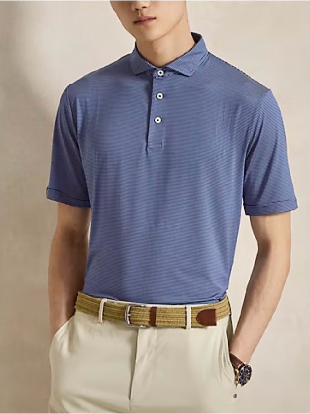 NWT $110 RLX Ralph Lauren Classic Fit Striped Stretch Polo Shirt Blue Men’s XL